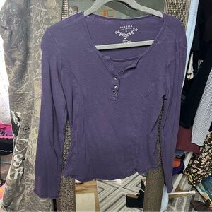 Sonoma Purple Long-Sleeve Henley Tee